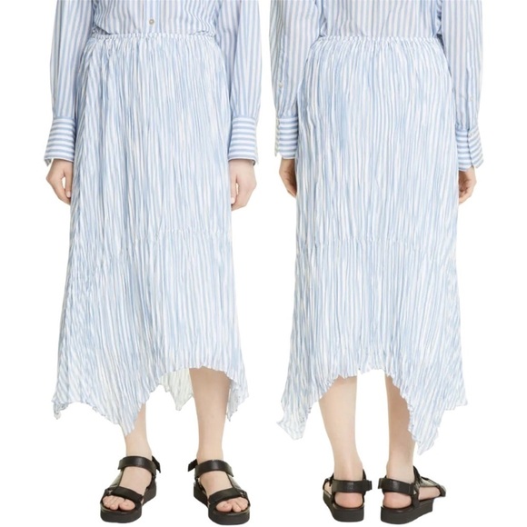 NWT Vince Stripe Crushed Handkerchief Hem Midi Skirt - Picture 1 of 5